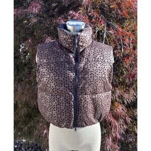 Brunello Cucinelli Puffer Vest Women Leather Lace Eyelet Cut Out Embroidered